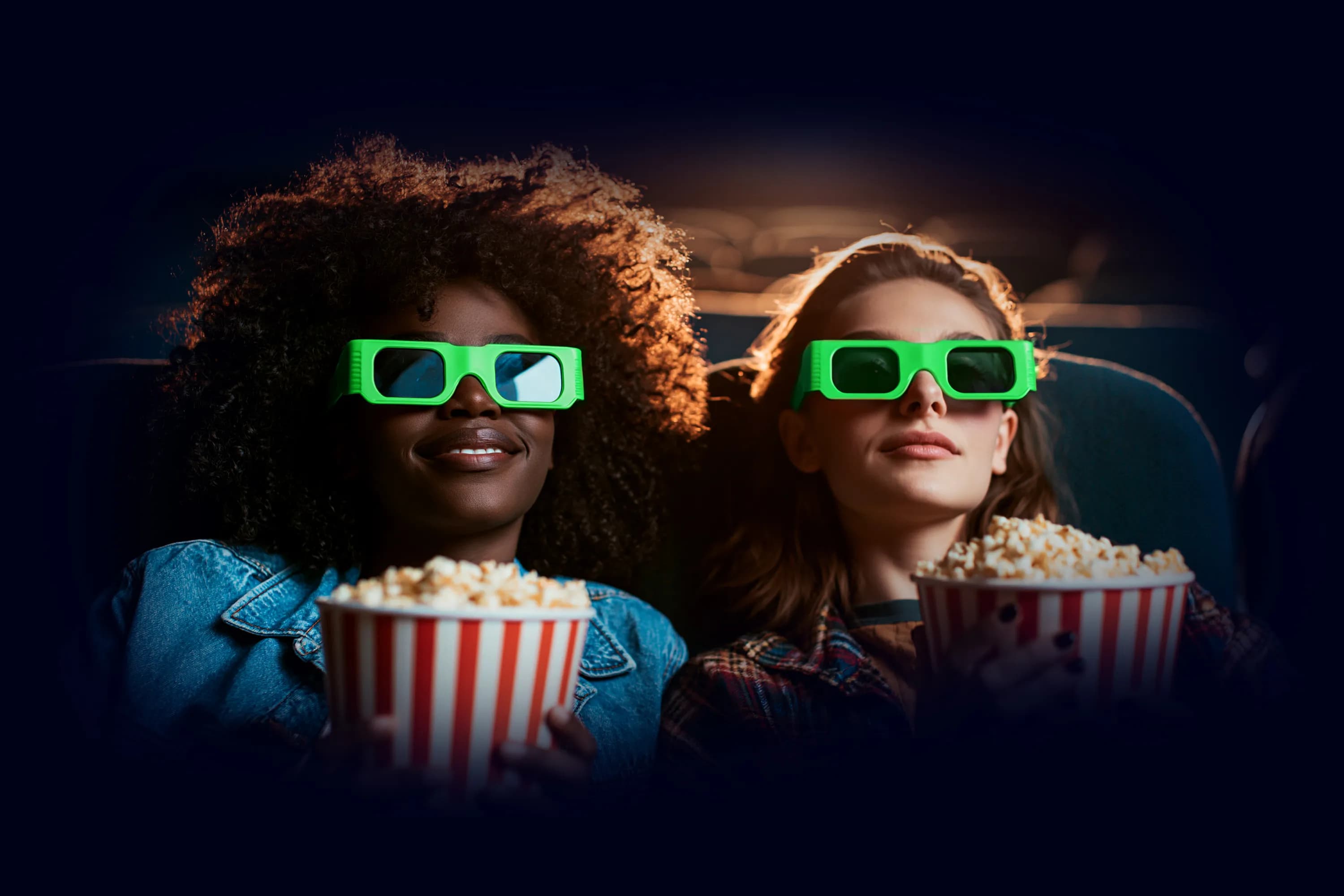 The image show two friends at the movies