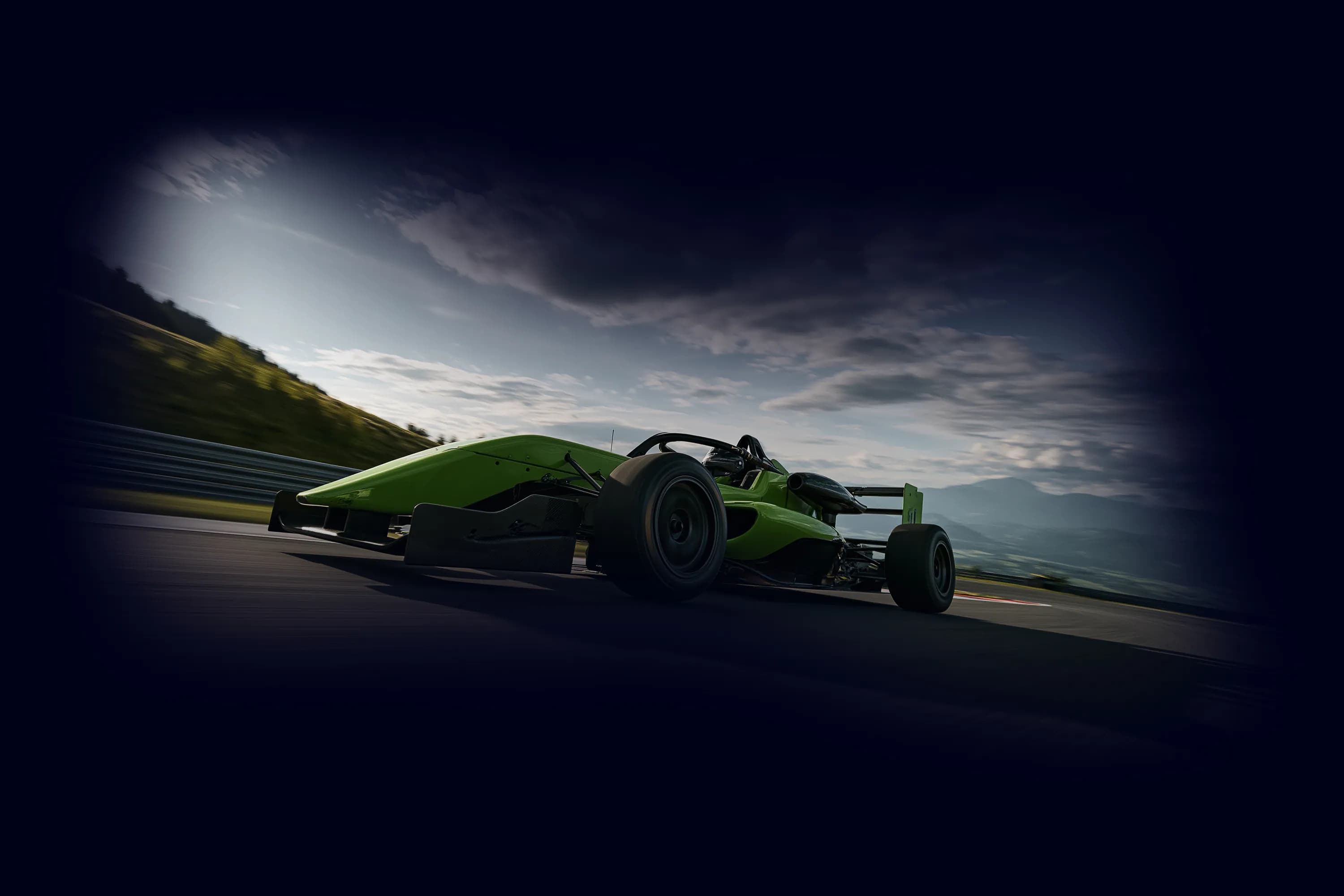 The image show an F1 car on the track