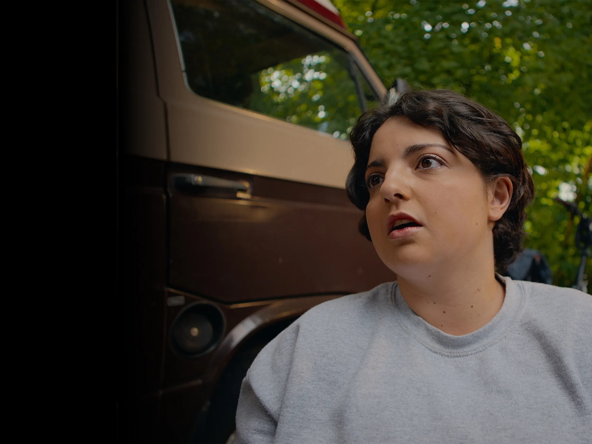 A girl looking annoyed.